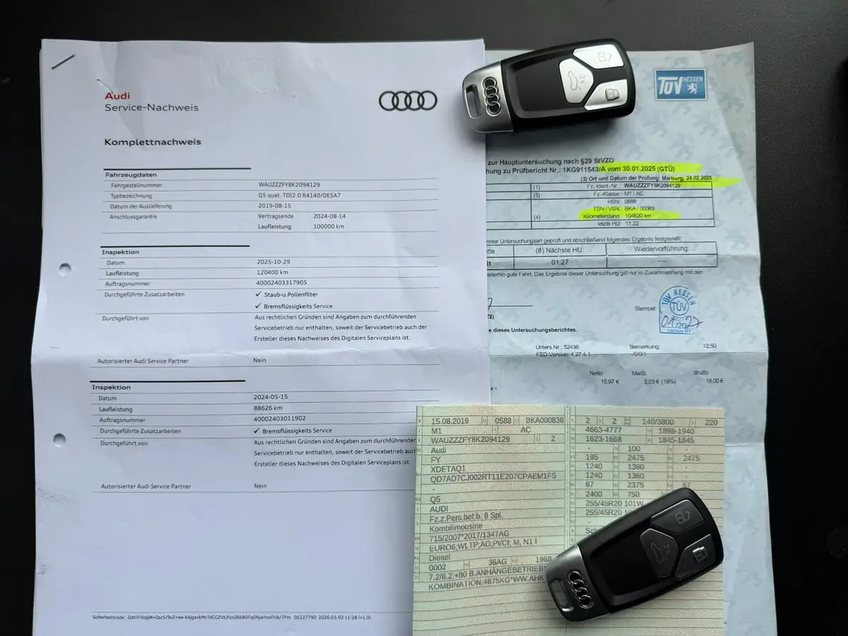 Audi Q5 2019 г., черен, документи, снимка 16 от 17
