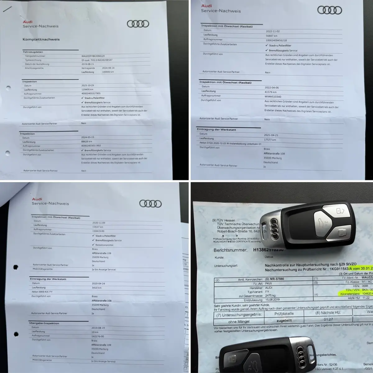 Audi Q5 2019 г., черен, документи, снимка 17 от 17